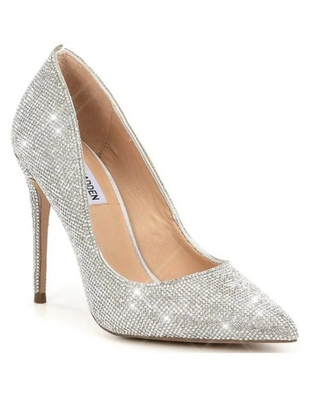 Steve Madden Daisie Silver Crystal Embellished Pointed-Toe Pump